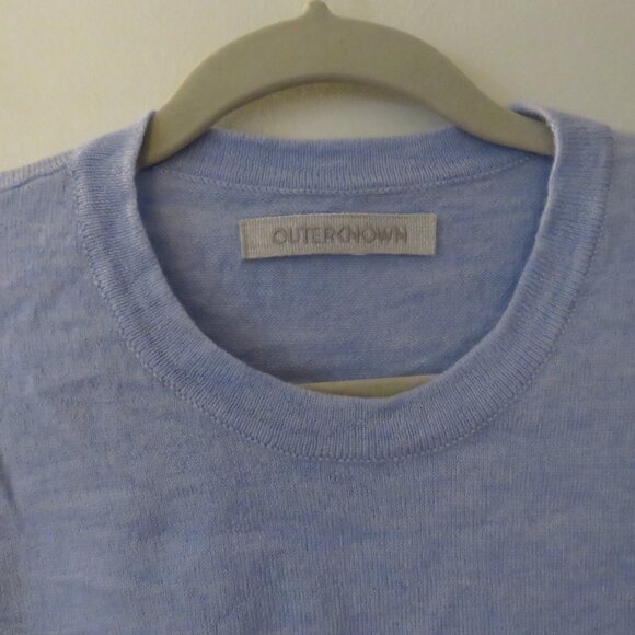 OUTERKNOWN Palisades Pocket Button Crew Merino Wool Sweater in Pale Blue Size L - Picture 4 of 15